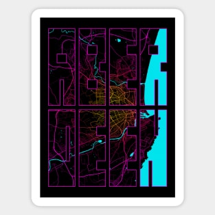 Aberdeen, Scotland City Map Typography - Neon Magnet